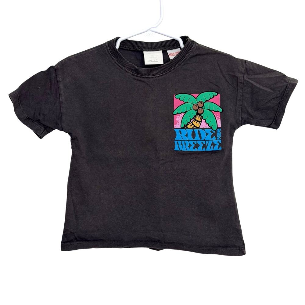 Zara Ride the Breeze Short Sleeve Graphic T Shirt Top Size 2 Years 100% Cotton